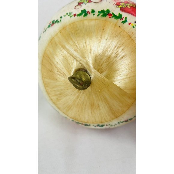 Vintage Stained White Silk Ball Christmas Tree Ornament Ives, Friend, Claus 3.5” - Picture 4 of 15
